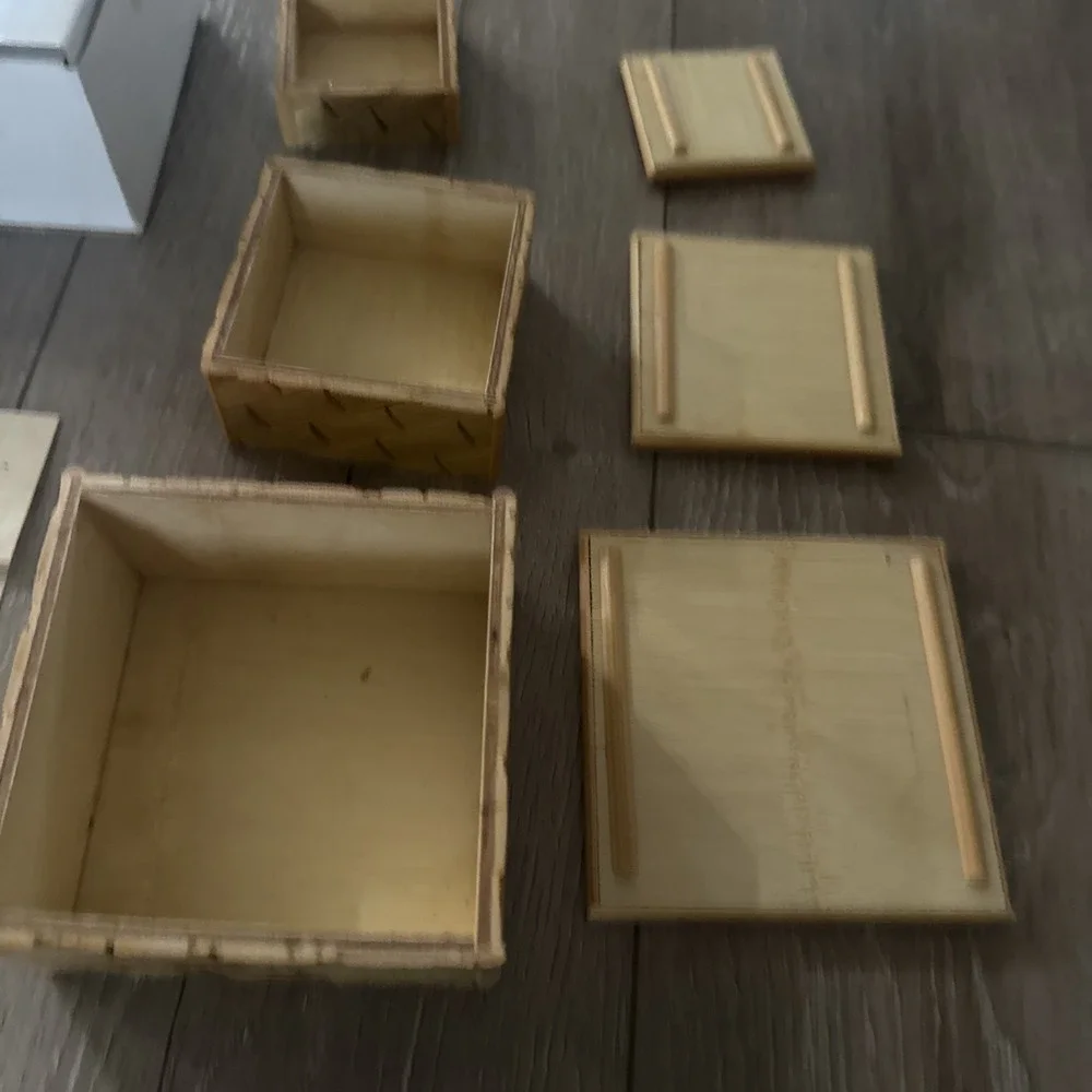 NIB NEW‎ 3 Crowning Touch Bamboo Nesting Trinket Boxes 4.5